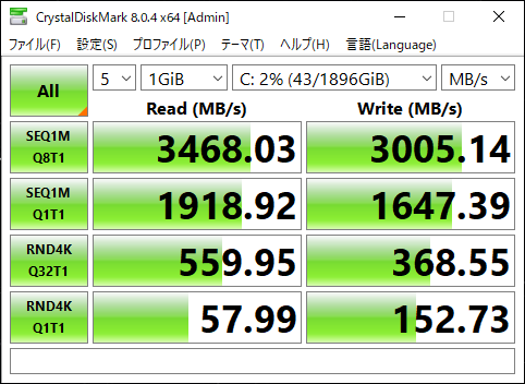 AYANEO NEXT Advance　SSD速度