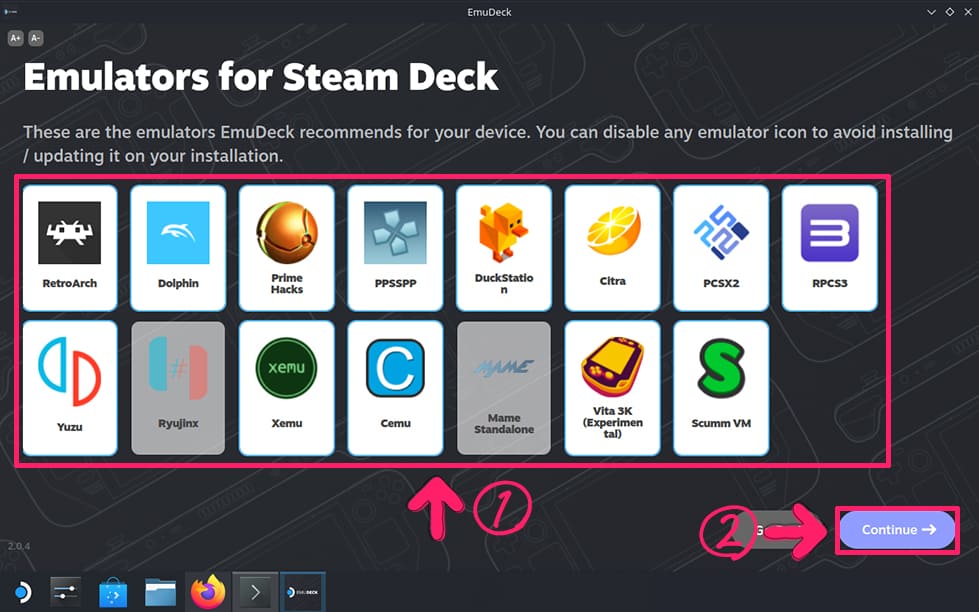 Steam Deck　EmuDeck インストール