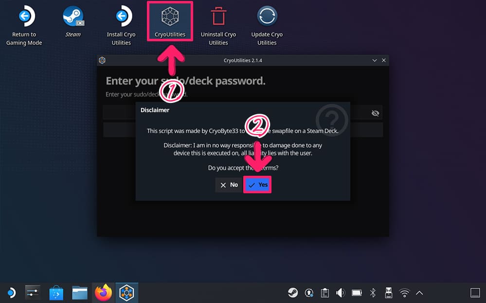 Steam Deck　CryoUtilities 設定方法