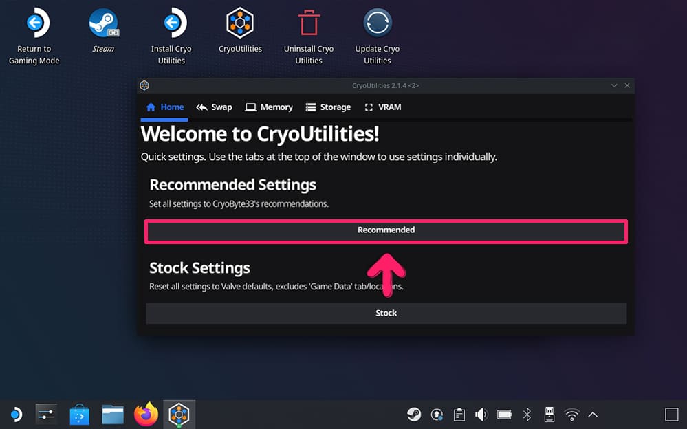 Steam Deck　CryoUtilities 導入方法