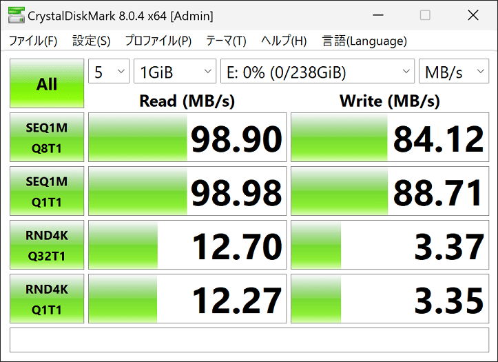 GPD WIN Max 2 2023　SDカード速度