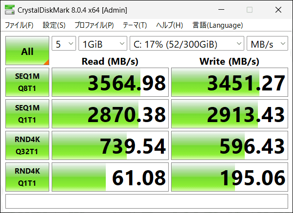 GPD WIN Mini 2024　SSD速度