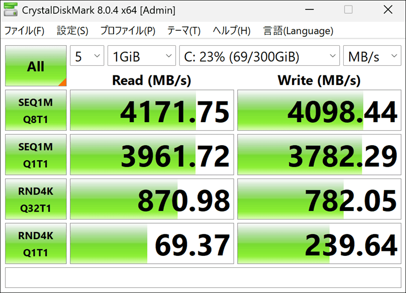 GPD DUO　SSD速度