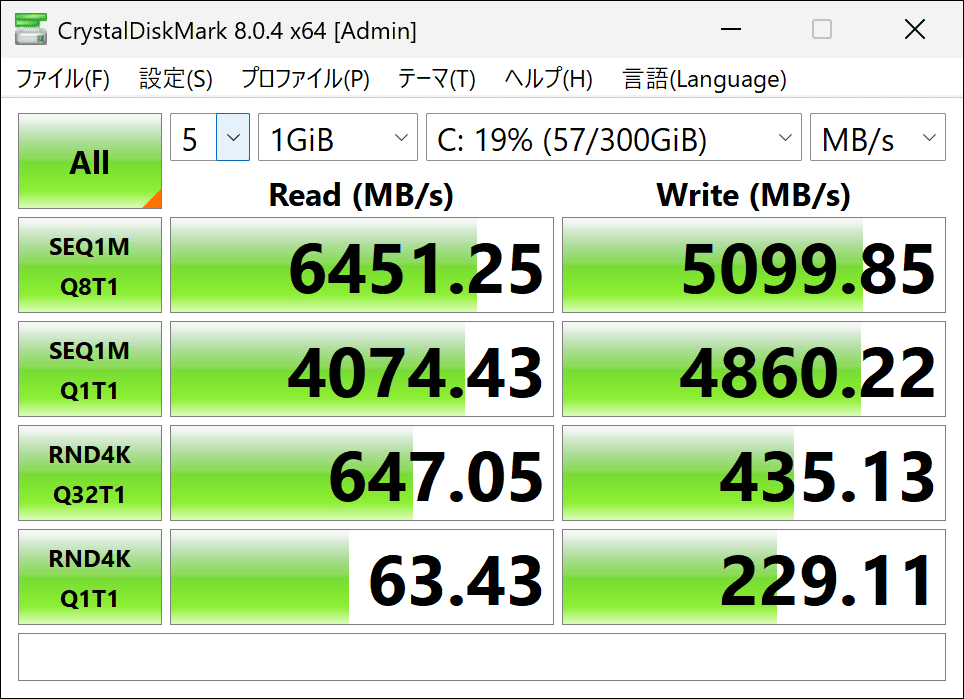 GPD Pocket 4　SSD速度