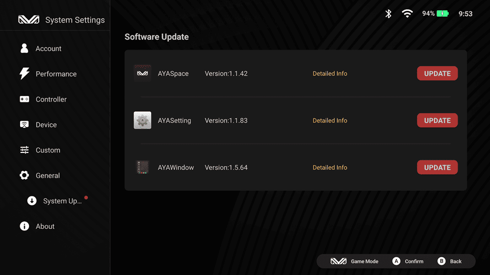AYANEO Pocket S2 Pro　システムアップデート