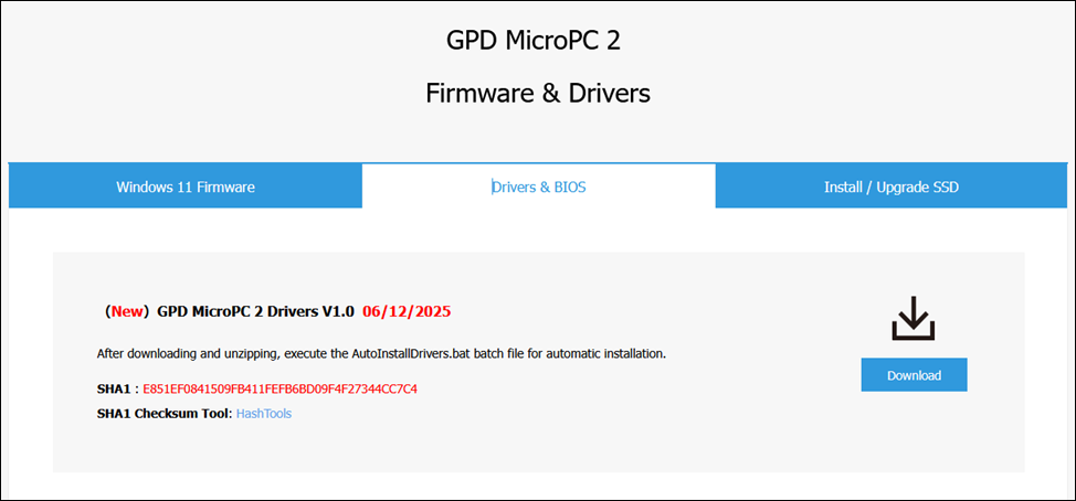 GPD MicroPC 2　ドライバー