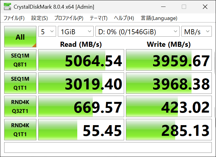 GPD WIN 5　SSD速度