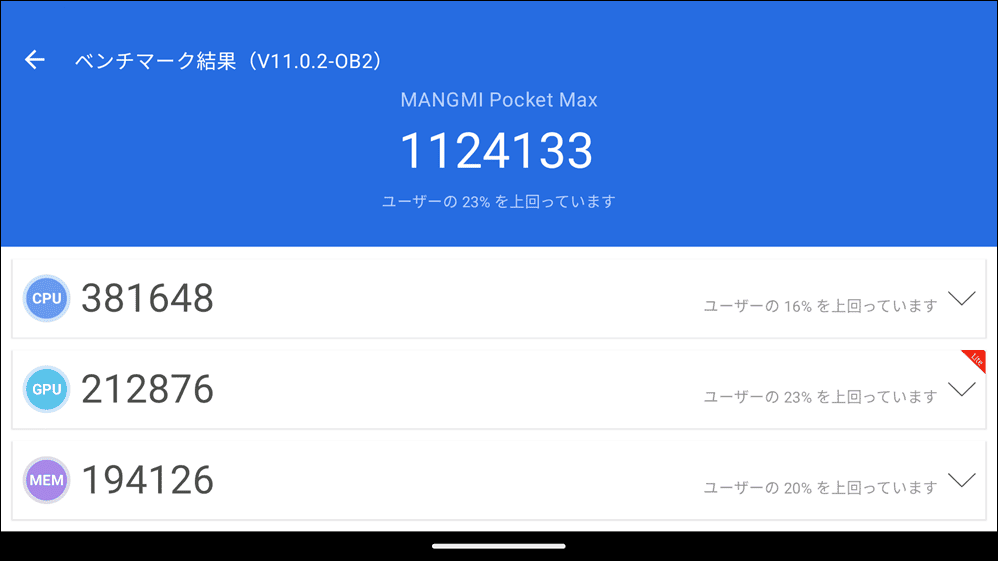 MANGMI Pocket Max　ベンチマーク